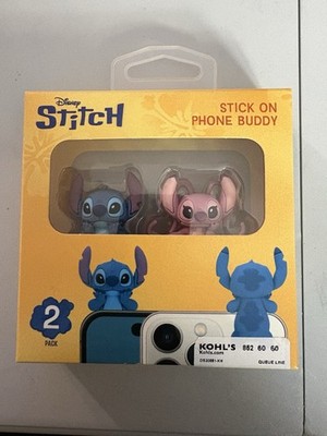Disney Stitch & Angel Stick On Phone Buddy 2 Pack Peel & Stick Blue/Pink