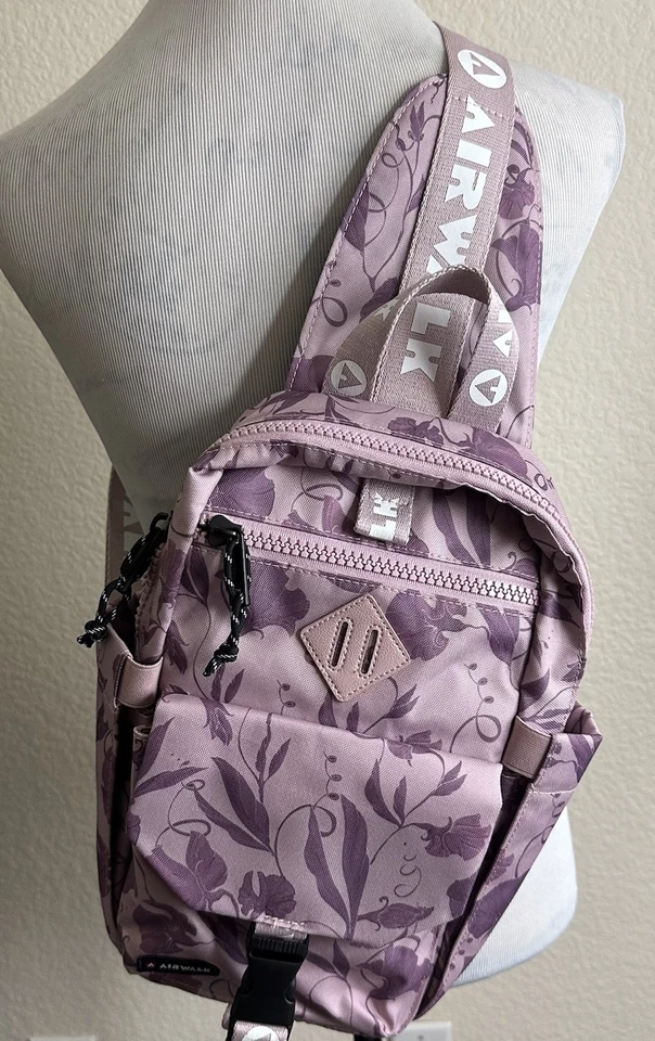 Bolso Bandolera Airwalk Lavanda Vid Floral Nylon Bolso de Mano Nuevo Foto 3 de 4