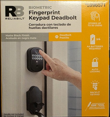  Electronic Deadbolt with Biometric Backlit Keypad- Reliabilt Matte Black