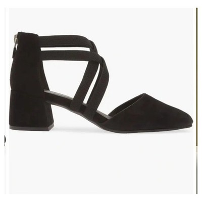 Eileen Fisher Suede Strappy D'Orsay Pumps Dressy Black Womens 6.5 Excellent
