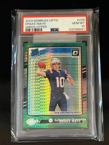 2024 Panini Donruss Optic #229 Drake Maye Green Hyper Prizm PSA 10 RC 🔥