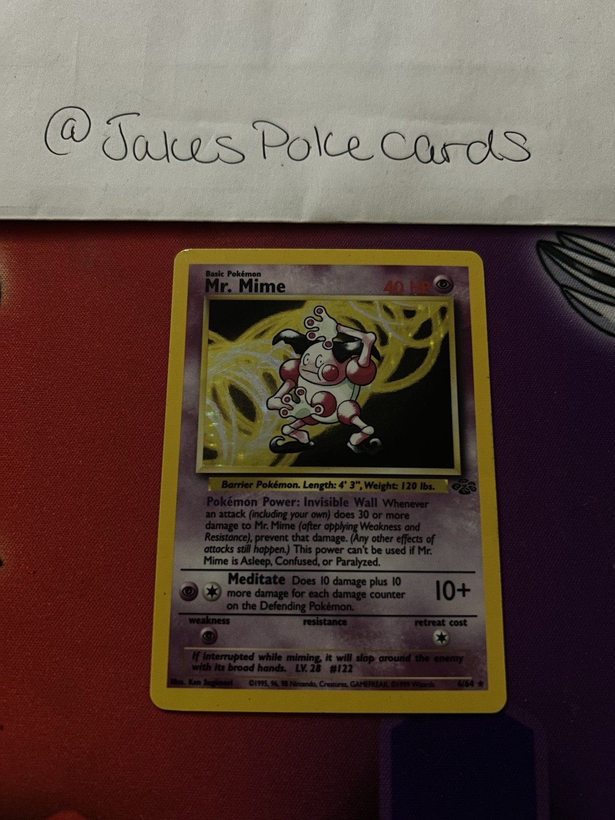Pokémon TCG Mr. Mime Jungle Holo Card 6/64 Unlimited Rare