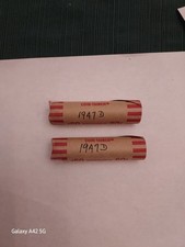 1947-D Denver LINCOLN WHEAT CENT PENNY ROLL, 50 Pennies Circulated 