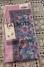 Talbots Bandana Scarf 22 In Square Blue Purple Flowers  Made in India Brand New