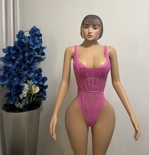 Victoria's Secret Pink Lace One Piece Bodysuit S/P Adjustable Strap Floral