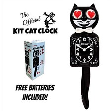 HEART EYES KIT CAT CLOCK 15.5" Black Kit-Cat Klock MADE IN USA Free Battery NEW