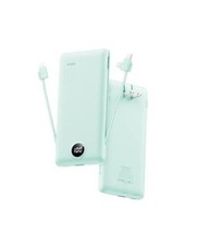 Portable Charger Built-in Cables and AC Wall Plug, USB C Power Bank Green