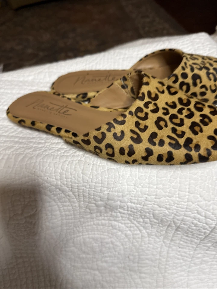 Nanette Lepore Ester Mujer Leopardo Tobogán Planos Mula EE. UU. Talla 7M Foto 3 de 4