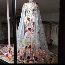 Bloom Mermaid With Cape Pretty Floral Long Wedding Dresses Bridal Gowns Muslim