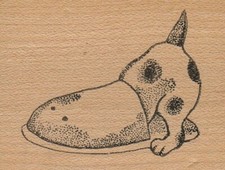 Dog In Slipper 1 3/4 x 2 1/2" Rubber Stamp, Animal Stamp, Dog Stamp