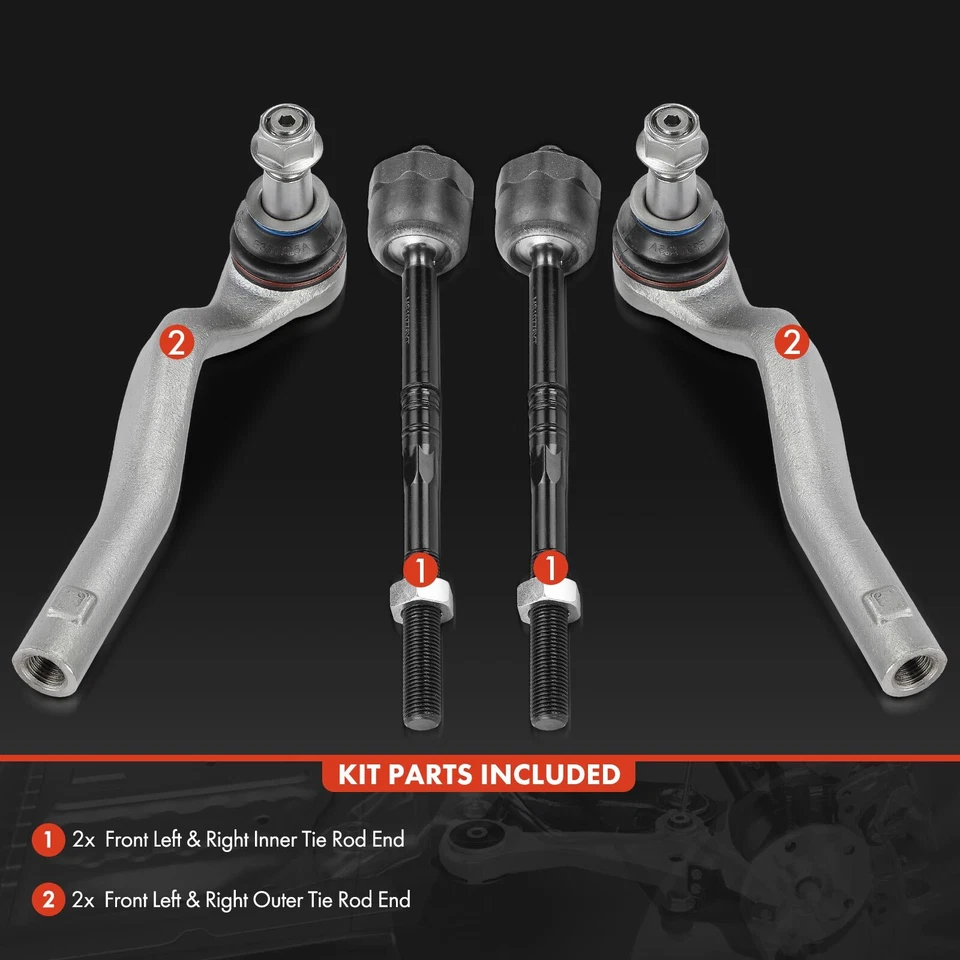 4x extremos de barra de amarre de dirección para Mercedes-Benz GLK250 GLK350 delantero interior y exterior lateral Foto 2 de 4