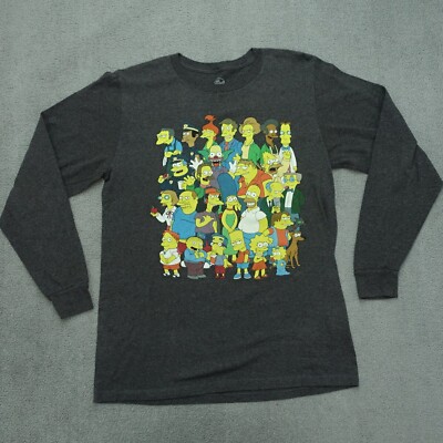2007 The Simpsons Matt Groening Sweatshirt Mens Size M Gray Graphic Print Cotton