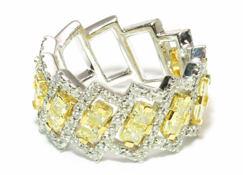 Princess Canary Yellow Diamond Rectangular Ring 18k White Gold 2.9 ct VS SZ 6.75 - Picture 1 of 4