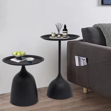 2Pcs Modern Iron Round Sofa Side Table Coffee Table Lving Room Bedroom End Desk
