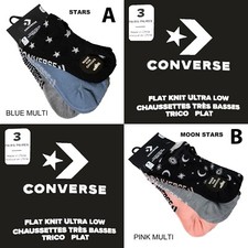 3-Pair New Converse Flat Knit Ultra Low Socks Assorted Women's Size 4-10
