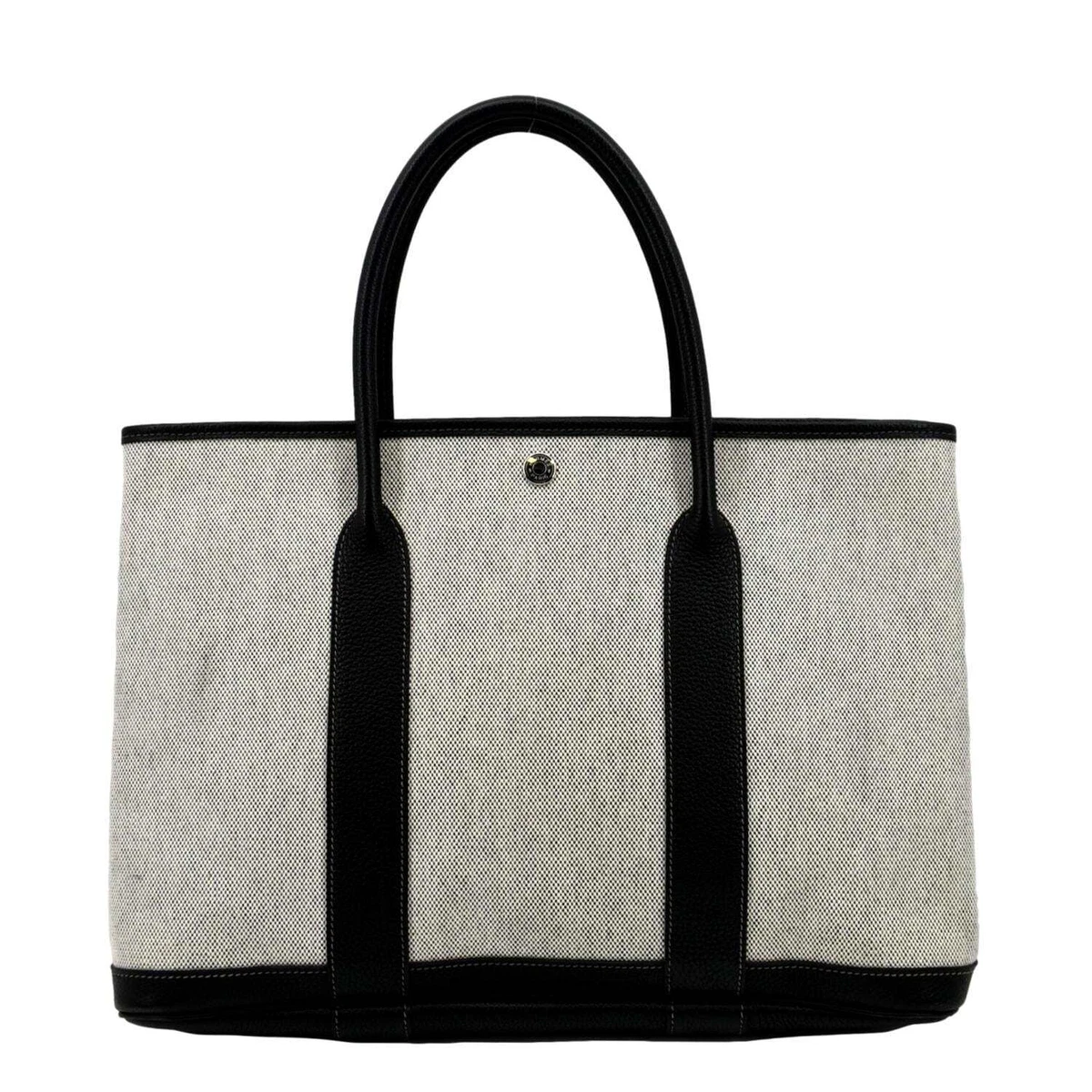 HERMES Garden Party Canvas Tote Bag Black