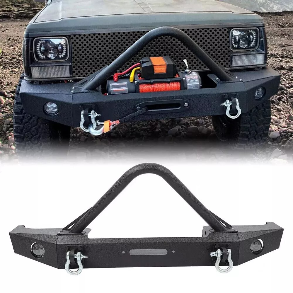 Front Stinger Bumper Assembly W/ Lights & Winch Plate Fit 84-01 Jeep Cherokee XJ