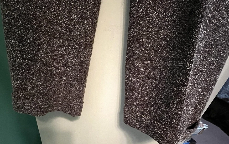 "Pantalón de mujer Spiegel pierna ancha con puños talla 10 gris marrón blanco tweed 1 7/8"" cintura" Foto 3 de 4