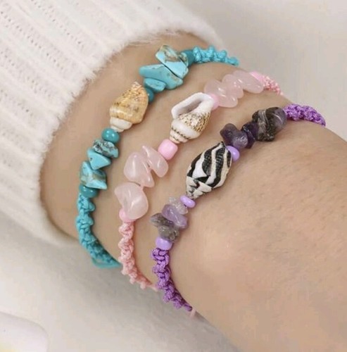 Set mit 12 Muschel- und Perlenarmbändern, mehrfarbig, neu - Bild 2 von 2