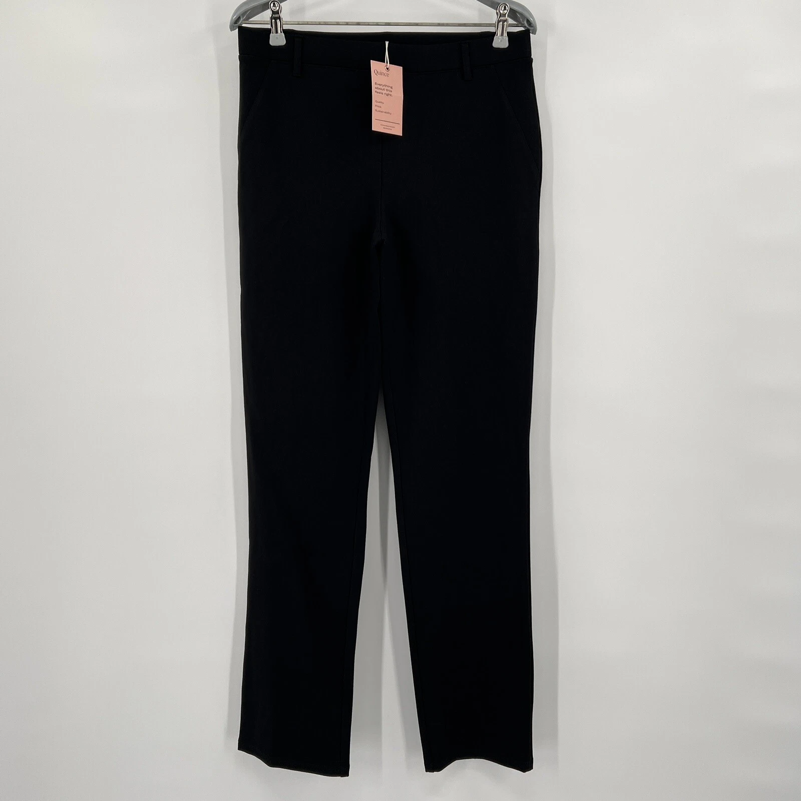Quince Black Ponte Pants - Straight Leg - Faux Pockets - S Regular - 30" - NWT