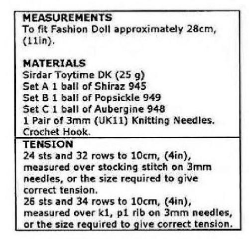 BARBIE Doll Knitting Pattern 8 Ply copy Various clothing patterns - Picture 2 of 2