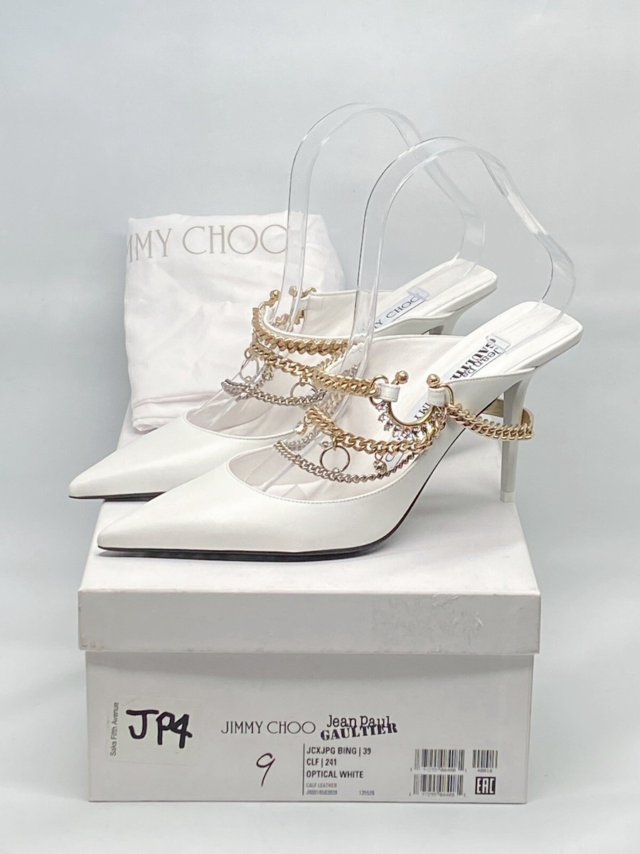 Jimmy Choo / Jean Paul Gaultier White Bing 90 mules size 39