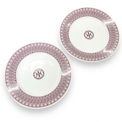 Hermes Dessert Plate H Deco Red Tableware Dish 2 set Dinner