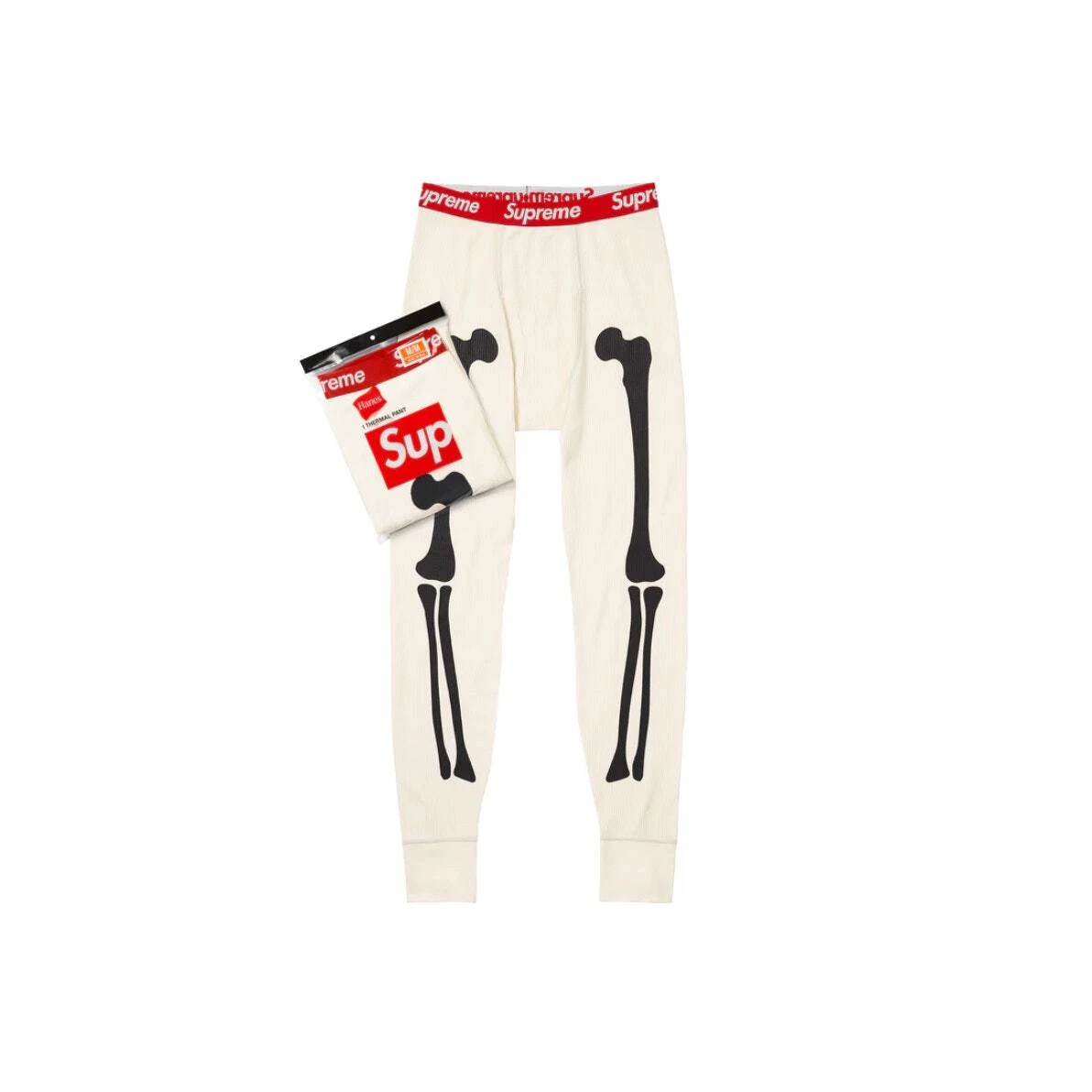 Pantalon thermique Supreme x Hanes Bones   Taille Medium   Blanc   NEUF