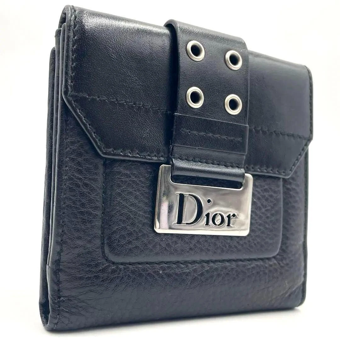 Portefeuille Christian Dior Street Chic triple pli noir, en bon état