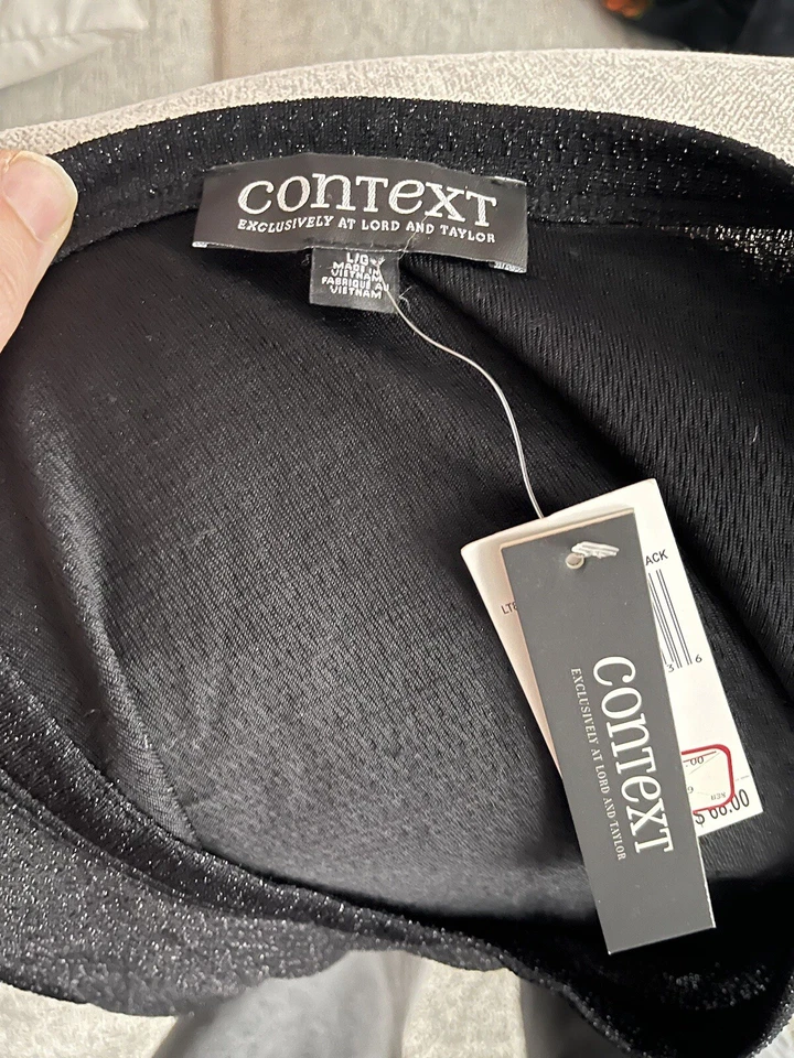 Suéter assimétrico Context Lord & Taylor preto/prata lurex ombré novo com etiquetas tamanho: G - Imagem 3 de 4