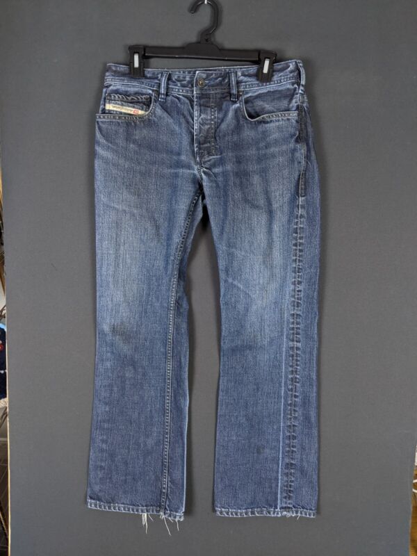 Diesel Jeans Men 30x30 Zatiny Bootcut Dark Blue Denim Fade Made in Italy Pants