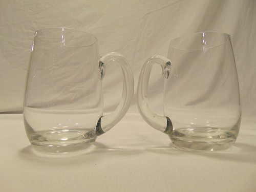 Vintage Hand Blown Glass Beer Mugs Pair Unknown Maker EUC - Picture 3 of 10