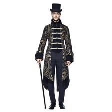 Adult Men's Steampunk Victorian Gothic Vampire Halloween Costume Coat Jacket