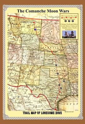 Lonesome Dove Trail Map  to Montana Tin Sign 12 x 18