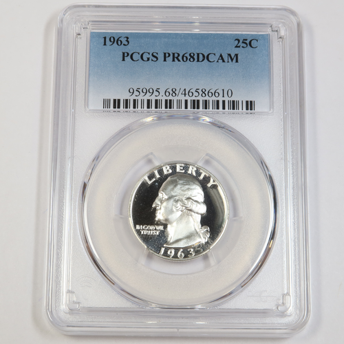 1963 P PCGS PR68 DCAM | SILVER - Washington Quarter - 25c US Coin #43067A - Picture 1 of 2