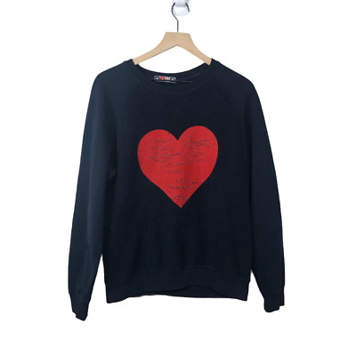 MSGM Love Heart Sweatshirt Navy Blue Women's Size M Made in Italy