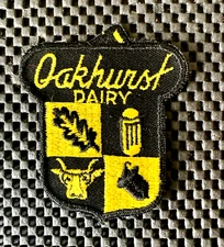 OAKHURST DAIRY EMBROIDERED SEW ON ONLY PATCH PORTLAND MAINE MILK 3" x 3 3/4" NOS