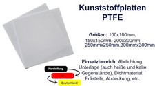 Pannello in teflon PTFE bianco - Dimensioni: da 100mm a 300mm - Spessore: da 0,5 a 20mm SELEZIONABILE