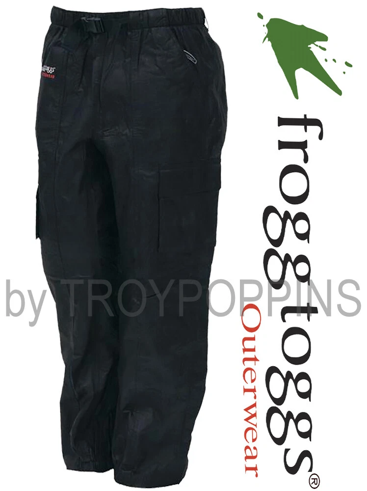 FROGG TOGGS RAIN GEAR-TT8039 TEKK TOAD MENS BLACK CARGO PANTS W/POCKETS GOLF WET