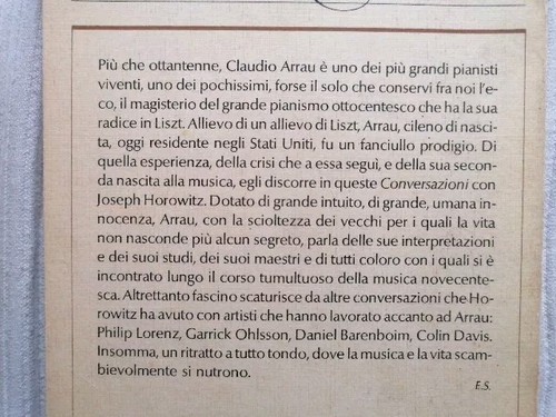 Horowitz - CONVERSAZIONI CON ARRAU - 1 Ediz. 1984 Oscar Musica Mondadori - Foto 3 di 7