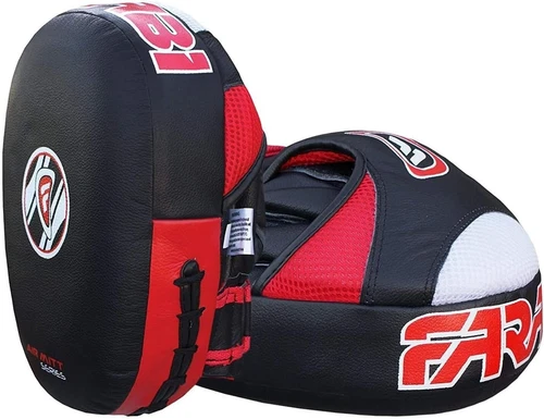 FARABI Real Leather Focus Pads Mitts Kickboxing Training Sparring Air Hook & Jab