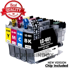 4pk LC401 Ink Cartridges For Brother LC-401 MFC-J1010DW MFC-J1012DW MFC-J1170DW