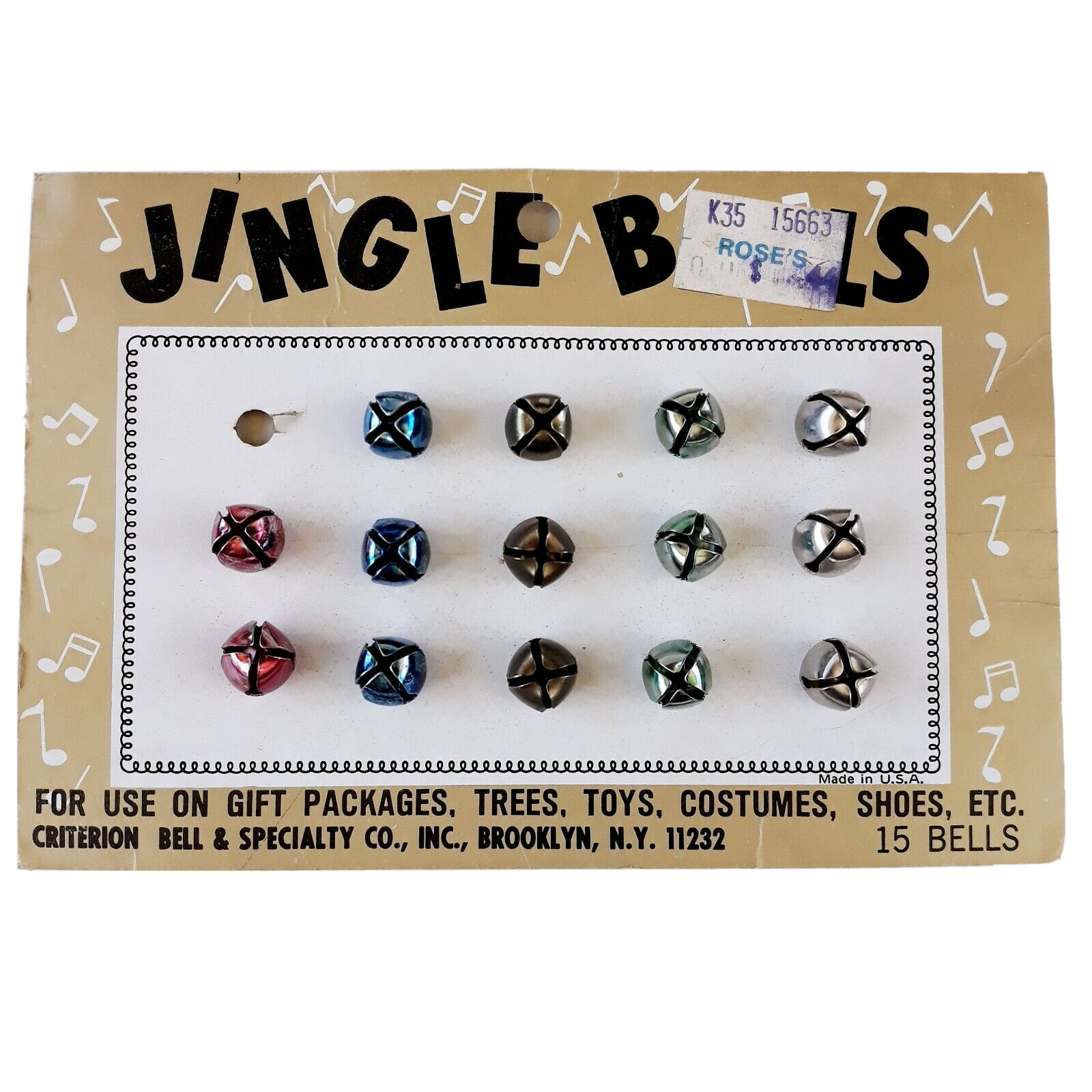 Vintage Criterion Colored Jingle Bells 14 On Card 0.5 Inch Metal Made In  Usa | Ebay