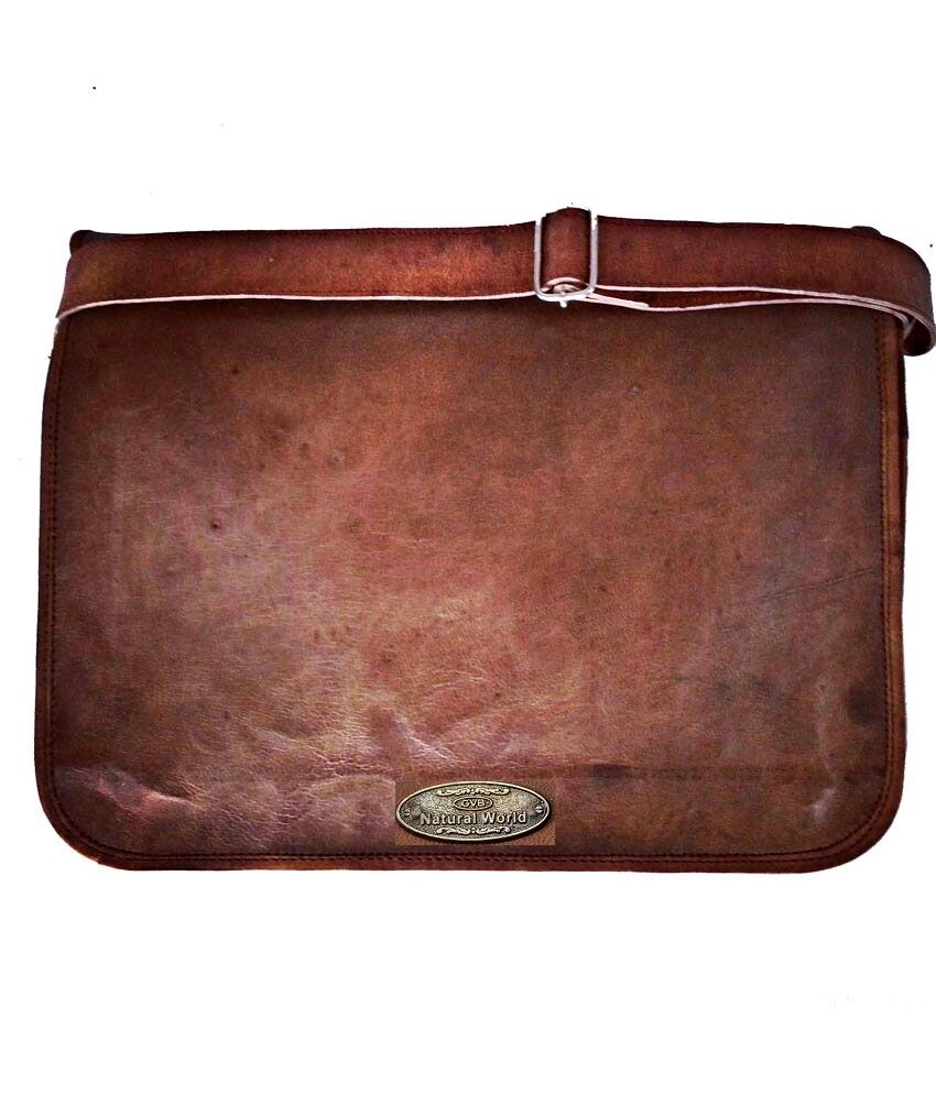 Maletín de mensajero para computadora portátil con solapa completa vintage de...