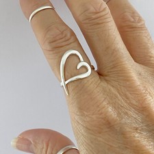 Sterling Silver Large High Polish Open Heart Ring, Silver Rings, Love Ring