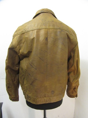 VINTAGE LEVI LEATHER TRUCKER MOTORCYCLE JACKET SIZE 40, ACE PATINA - Picture 17 of 24