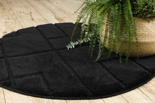 Amazing Modern BATHROOM RUG soft Circle SUPREME LINES antislip black - Picture 4 of 10