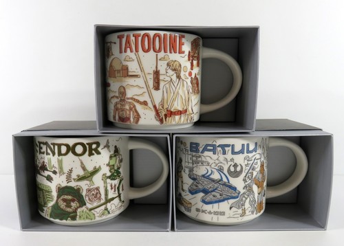 2021 Starbucks Disney Star Wars Been There mug set Batuu , Endor, Tatooine NEW - Picture 1 of 2