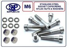 M6 STAINLESS SOCKET CAP WITH STAINLESS M6 NYLOC NUT & M6 WASHER ALL STAINLESS