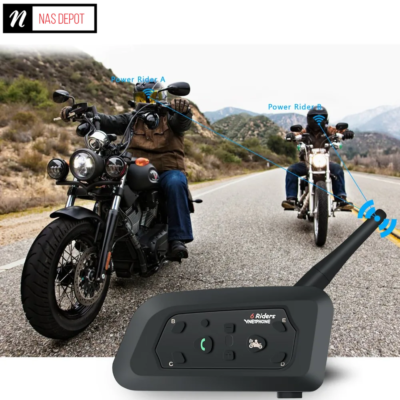 Qaurora V6 BT Interphone 1200M Bluetooth Motorcycle Helmet Intercom Headset with Duplex Interphone Advanced Noise Protection for Up to 6 Riders Skiing and Riding